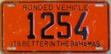 Nummernschilder / Kfz-Kennzeichen Bahamas 1977 1970er Bonded