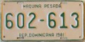 Nummernschilder / Kfz-Kennzeichen Dominikanische Republik 1981 1980er