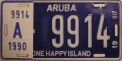 Nummernschilder / Kfz-Kennzeichen Aruba 1990 1990er Aruba