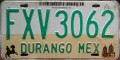 Nummernschilder / Kfz-Kennzeichen Mexiko 1999 1990er Durango