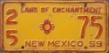 Nummernschilder / Kfz-Kennzeichen USA 1959 1950er New Mexico NM