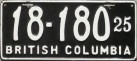 Nummernschilder / Kfz-Kennzeichen Kanada 1925 1920er British Columbia