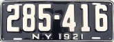 Nummernschilder / Kfz-Kennzeichen USA 1921 1920er New York NY