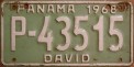 Nummernschilder / Kfz-Kennzeichen Panama 1968 1960er David