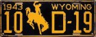 Nummernschilder / Kfz-Kennzeichen USA 1943 1940er Wyoming WY