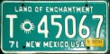Nummernschilder / Kfz-Kennzeichen USA 1971 1970er New Mexico NM