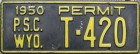 Nummernschilder / Kfz-Kennzeichen USA 1950 1950er Wyoming WY