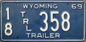 Nummernschilder / Kfz-Kennzeichen USA 1969 1960er Wyoming WY
