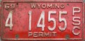 Nummernschilder / Kfz-Kennzeichen USA 1969 1960er Wyoming WY