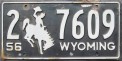 Nummernschilder / Kfz-Kennzeichen USA 1956 1950er Wyoming WY