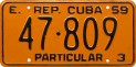 Nummernschilder / Kfz-Kennzeichen Kuba 1959 1950er