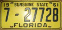 Nummernschilder / Kfz-Kennzeichen USA 1961 1960er Florida FL