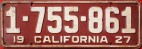 Nummernschilder / Kfz-Kennzeichen USA 1927 1920er california ca