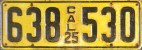 Nummernschilder / Kfz-Kennzeichen USA 1925 1920er california ca