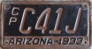 Nummernschilder / Kfz-Kennzeichen USA 1933 1930er Arizona AZ