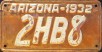 Nummernschilder / Kfz-Kennzeichen USA 1932 1930er Arizona AZ