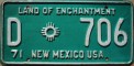 Nummernschilder / Kfz-Kennzeichen USA 1971 1970er New Mexico NM