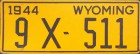 Nummernschilder / Kfz-Kennzeichen USA 1944 1940er Wyoming WY