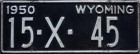 Nummernschilder / Kfz-Kennzeichen USA 1950 1950er Wyoming WY