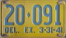 Nummernschilder / Kfz-Kennzeichen USA 1940 1940er Delaware DE