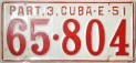Nummernschilder / Kfz-Kennzeichen Kuba 1951 1950er