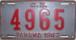 Nummernschilder / Kfz-Kennzeichen Panama 1947 1940er Canal Zone