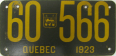 Nummernschilder / Kfz-Kennzeichen Kanada 1923 1920er Quebec