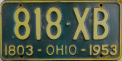 Nummernschilder / Kfz-Kennzeichen USA 1953 1950er Ohio OH