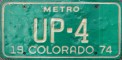 Nummernschilder / Kfz-Kennzeichen USA 1974 1970er Colorado CO
