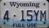 Nummernschilder / Kfz-Kennzeichen USA 1992 1990er Wyoming WY